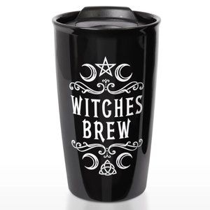 Alchemy Gothic Witches Brew Hot/Cold Travel Mug Ceramic Double Wall New in Box